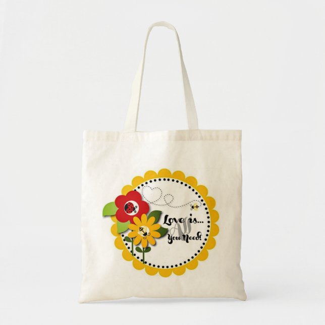 Love is all you need Cute Tote Flowers Teen Bag (Front)
