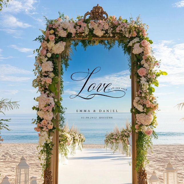 Love is all you need! Elegant, wedding Window Cling (Love is all you need! Elegant, wedding, window cling with your names and date.)