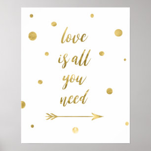 Love is all you need gold dots poster