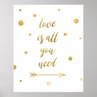 Love is all you need gold dots poster