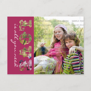 Love is all you need Purple Valentine's Day Photo Holiday Postcard