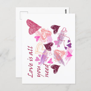 Love is all you need quote postcard