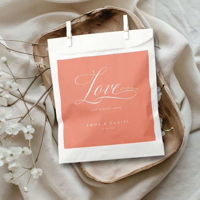 Love is all you need!  Wedding  Favour Bags (Love is all you need! Wedding Favor Bag with your name and date.)