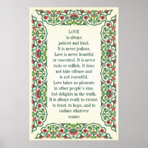 Love is always patient and kind. It is never quote Poster