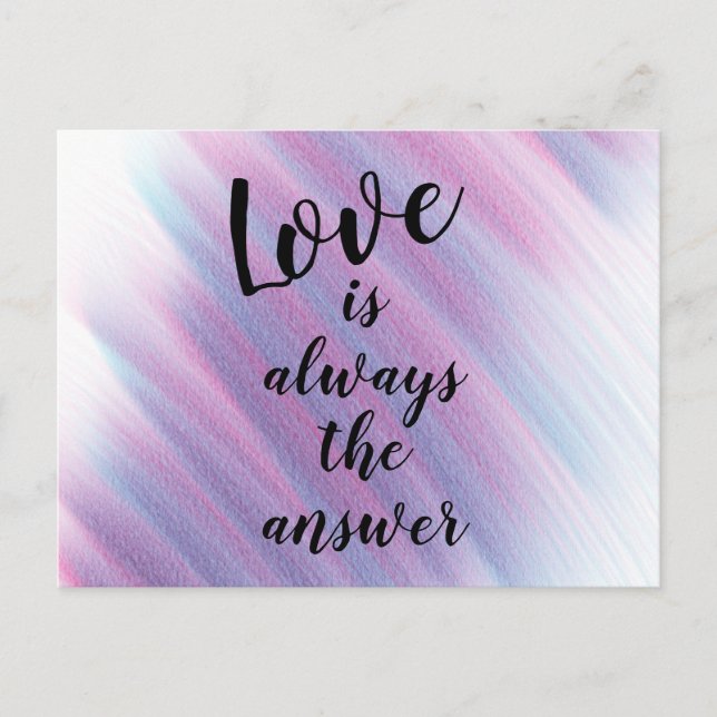Love is Always the Answer Purple Quote Blank Postcard (Front)