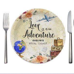 Love is an Adventure Bridal Shower Paper Plate
