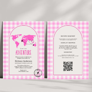 Love is an Adventure Gingham Bridal Shower Invitation
