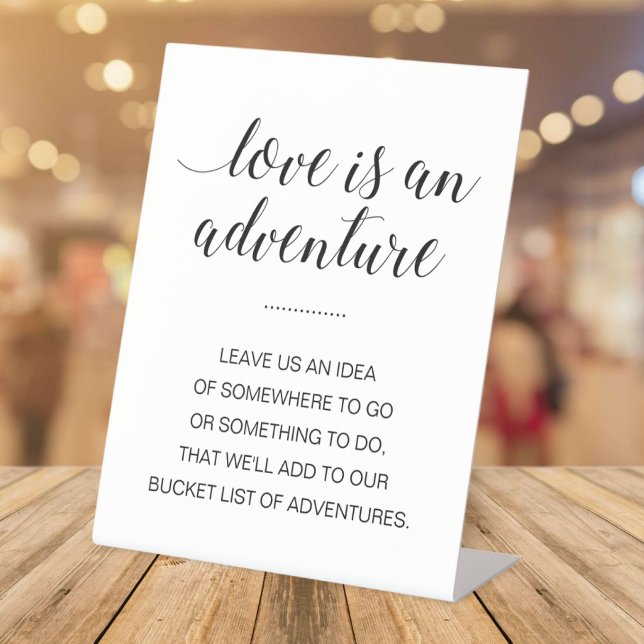 Love Is An Adventure Travel Bucket List Wedding Pedestal Sign (Creator Uploaded)
