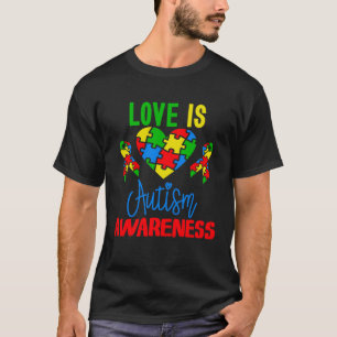 Love is Autism Awareness Puzzle Pieces Heart and R T-Shirt
