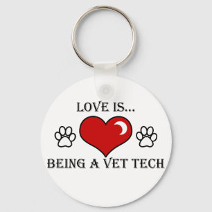 love is being a vet tech keychain