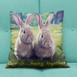 Love is being together (cute rabbits) Throw Pillow<br><div class="desc">Love is being together (cute rabbits) Throw Pillow</div>