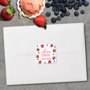 Love Is Berry Sweet Fruit Bridal Shower Square Sticker