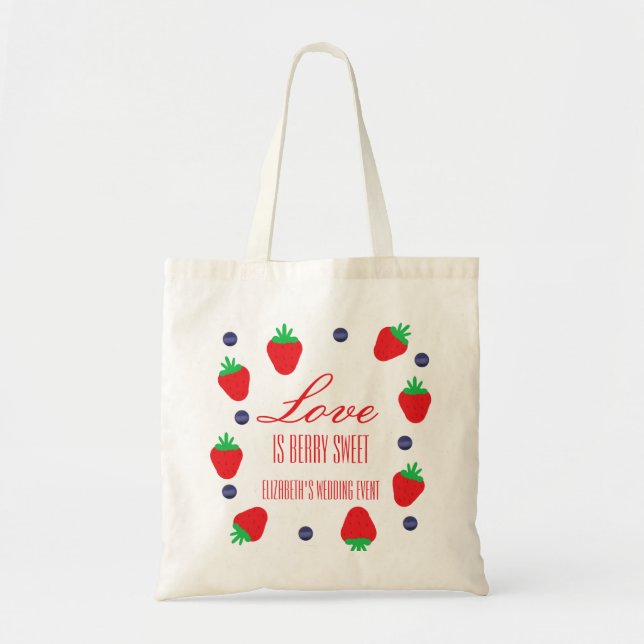 Love Is Berry Sweet Fruit Bridal Shower Tote Bag (Front)
