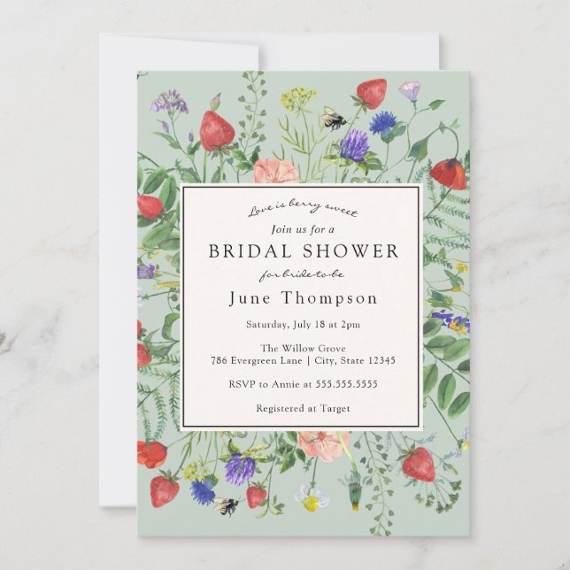 Love is Berry Sweet Wildflower Bridal Shower Invitation (Front)