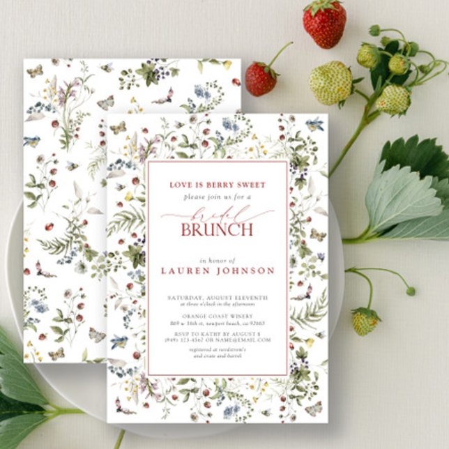 Love Is Berry Sweet Wildflower Red Bridal Brunch Invitation (Bridal Shower Invitation!)
