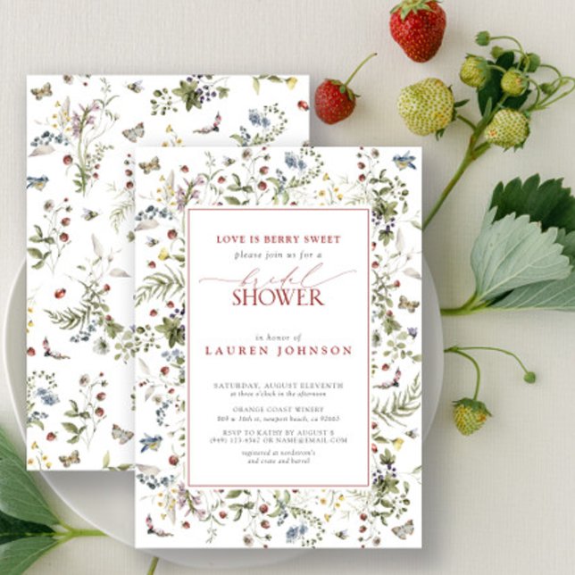 Love Is Berry Sweet Wildflower Red Bridal Shower Invitation (Bridal Shower Invitation!)