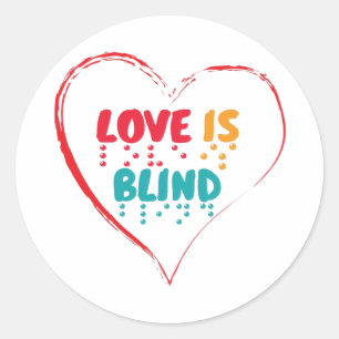 Love Is Blind Braille Heart Classic Round Sticker