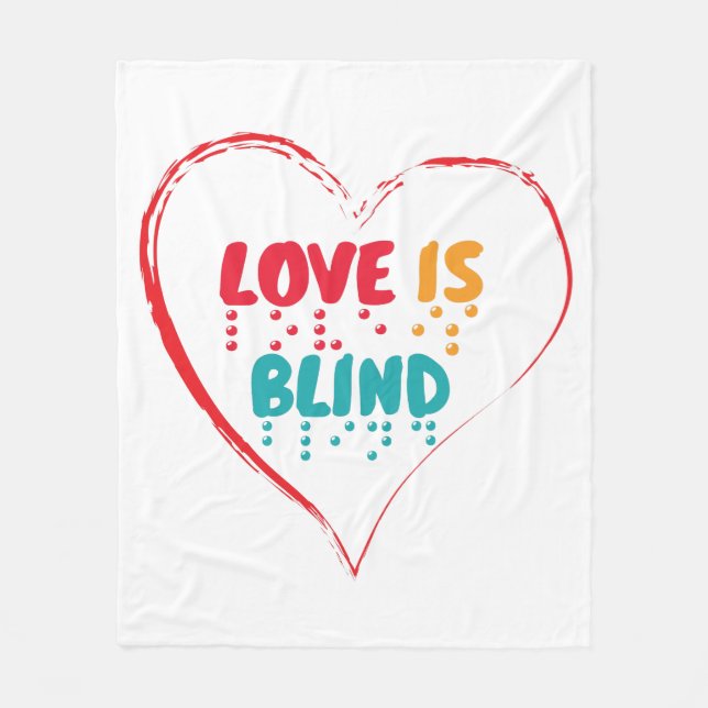 Love Is Blind Braille Heart Fleece Blanket (Front)