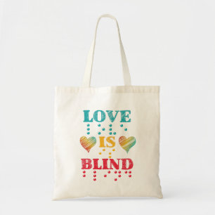 Love Is Blind Braille Hearts Tote Bag