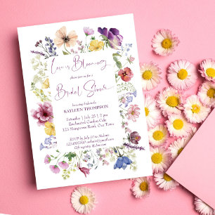 Love is blooming boho wildflower bridal shower invitation