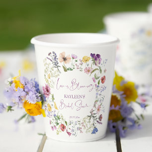 Love is blooming boho wildflower bridal shower paper cups