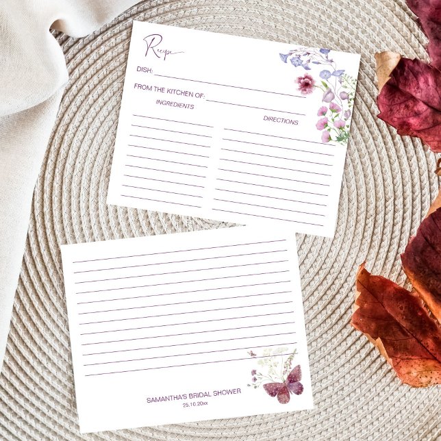 Love is blooming boho wildflower recipe card (Love is blooming boho wildflower bridal shower recipe card)