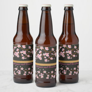 Love is Blooming Cherry Blossom Beer Bottle Label