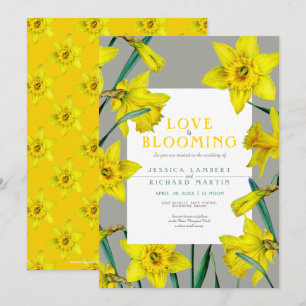Love is blooming spring yellow daffodils wedding invitation