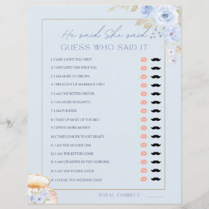 Love is Brewin He Said She Said Bridal Shower Game