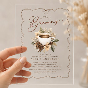 Love Is Brewing Acrylic Bridal Shower Invitation