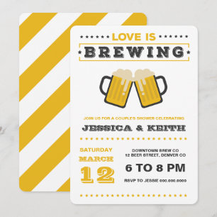 Love Is Brewing Adult Beer Wedding Bridal Shower Invitation