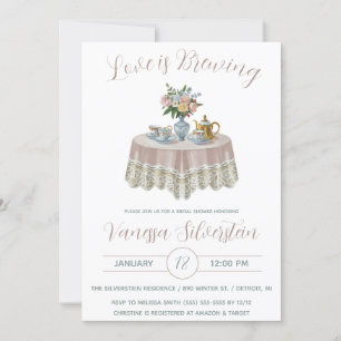 Love is Brewing, Afternoon Tea, Bridal Shower Invitation
