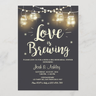 Love is brewing bbq rehearsal bridal shower invitation