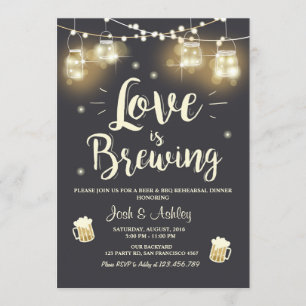 Love is brewing bbq rehearsal bridal shower invitation