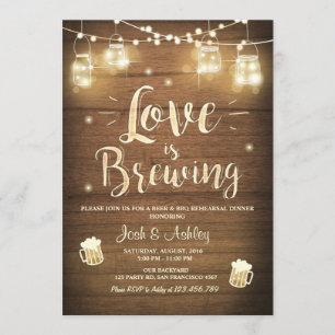 Love is brewing bbq rehearsal bridal shower Wood Invitation