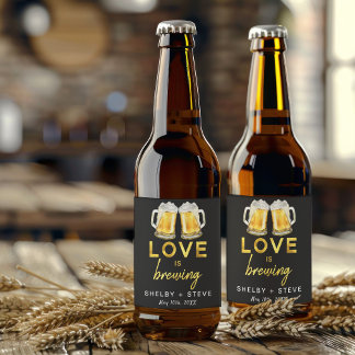 Love is Brewing Beer Bottle Label