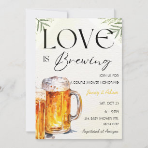 Love is Brewing Beer Bridal Couple Wedding Shower  Invitation