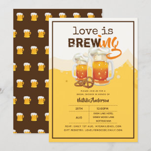 Love Is Brewing BEER Bridal Couples Shower Modern Invitation