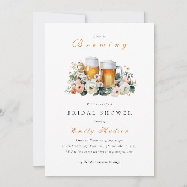 Love is Brewing Beer Bridal Shower Invitation (Front)