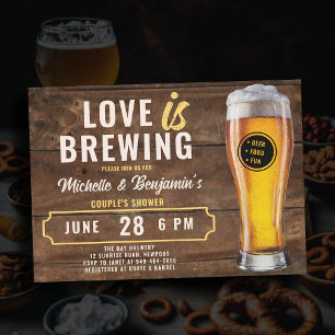 Love is Brewing Beer Couple's Coed Shower Wood Invitation