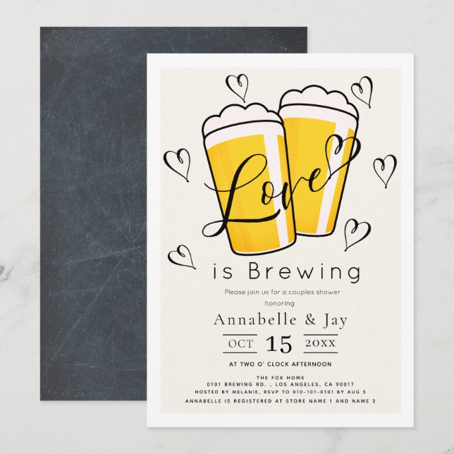 Love is Brewing Beer Couples Shower Invitation (Front/Back)