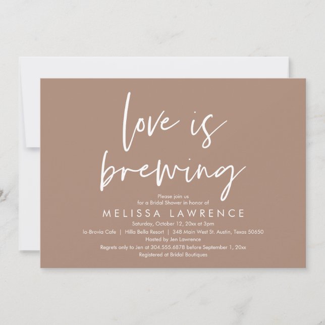 Love is brewing, Beer Party Bridal Shower Invitation (Front)