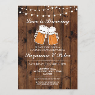 Love is Brewing Beers Wood Couple's Showers Invite