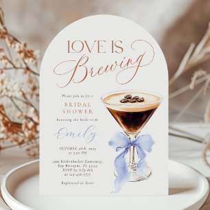 Love is Brewing Blue Arch Bridal Shower Invitation