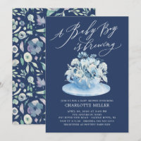 Love is Brewing Blue Floral Baby Boy Tea Shower