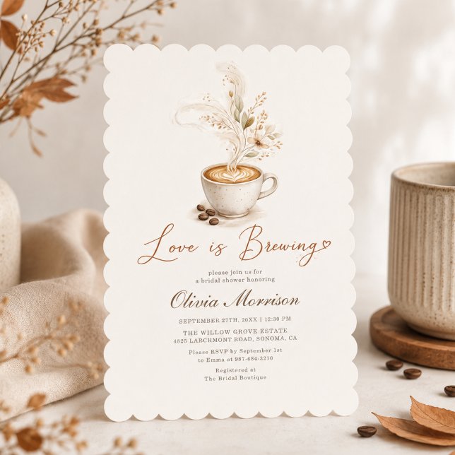 Love is Brewing Boho Coffee Bridal Shower Invitation (Creator Uploaded)