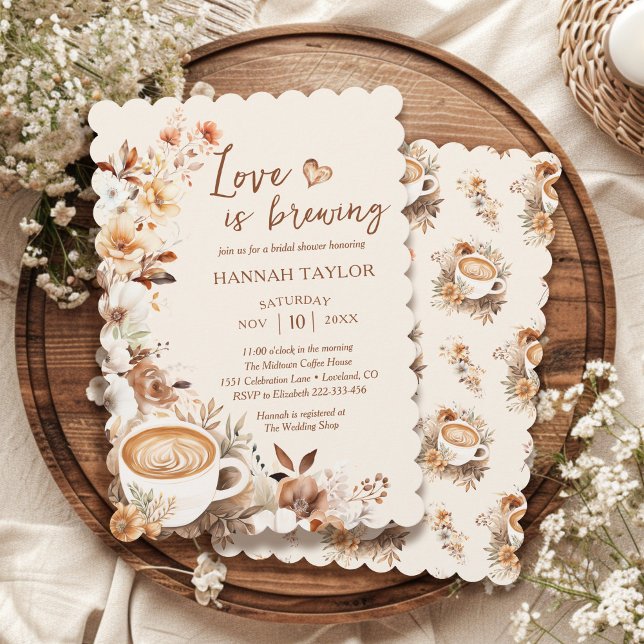 Love Is Brewing Boho Coffee Bridal Shower Invitation (Creator Uploaded)