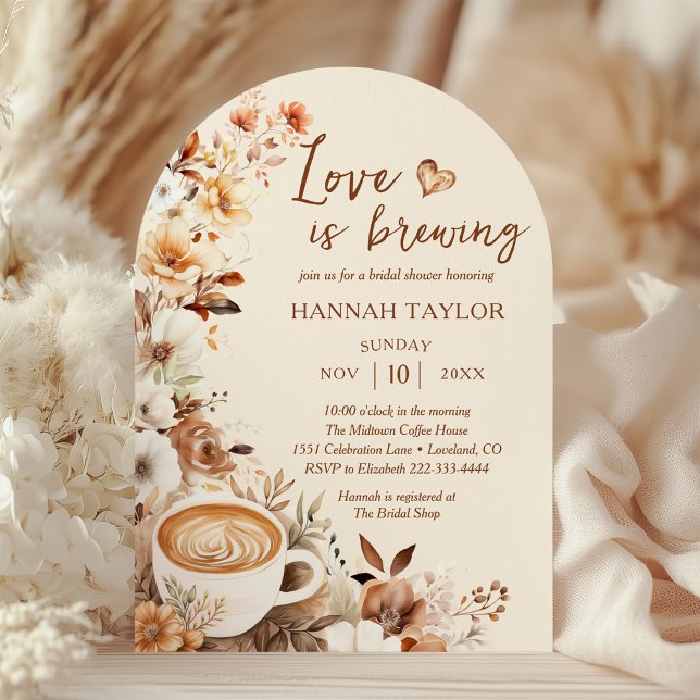 Love Is Brewing Boho Coffee Bridal Shower Invitation (Creator Uploaded)
