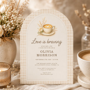 Love is Brewing Boho Floral Rustic Bridal Shower Invitation