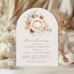 Love is Brewing Boho Rustic Floral Bridal Shower Invitation